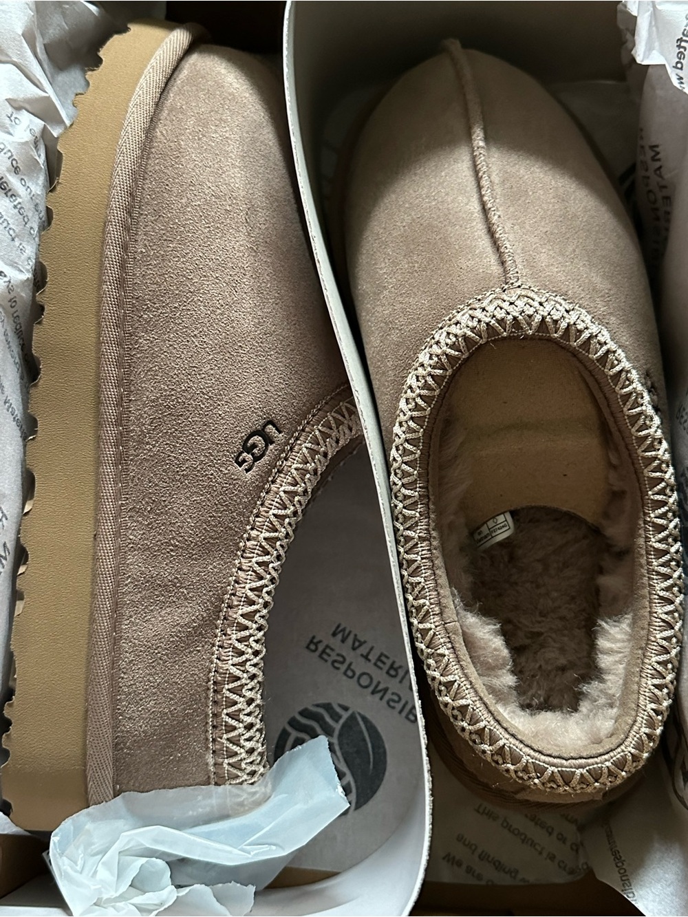 UGG Women’s Tasman Slip-On Loafer in Taupe NWT Sz 7
